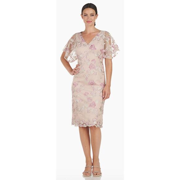 JS COLLECTIONS BLAKE SCALLOPED COCKTAIL DRESS IN NUDE SIZE 6. NWOT - Picture 1 of 10